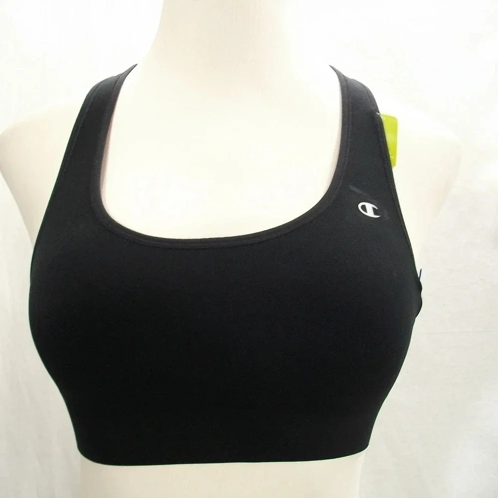 LARGE Champion B9504 Absolute Racerback Sports Bra Black NWT